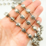 Load image into Gallery viewer, Steel Pyrite Cube Shape Oxidized Wire Chain.