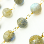 Load image into Gallery viewer, Labradorite Round Shape Gold Plated Wire Chain