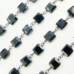 Load image into Gallery viewer, Black Spinel Square Shape Oxidized Wire Chain