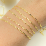 Load image into Gallery viewer, 14k Solid Yellow Gold Diamond Cut Paperclip Link Chain by Foot