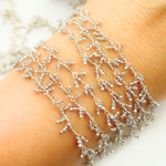 Load image into Gallery viewer, Coated Grey Moonstone Cluster Dangle 925 Sterling Silver Wire Chain. CMS93