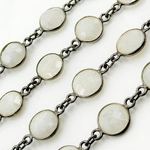 Load image into Gallery viewer, White Moonstone Round Shape Bezel Oxidized Wire Chain