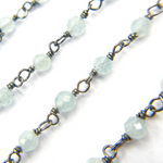 Load image into Gallery viewer, Aqua Blue gemstone Oxidized 925 Sterling Silver Wire Chain