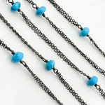 Load image into Gallery viewer, Turquoise Double Oxidized Connected Wire Chain.