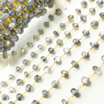 Load image into Gallery viewer, Coated Grey Moonstone Gold Plated Wire Chain
