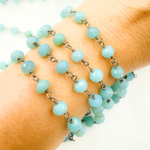 Load image into Gallery viewer, Blue Chalcedony Round Shape Oxidized Wire Chain