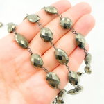 Load image into Gallery viewer, Pyrite Oval Shape Oxidized Wire Chain.
