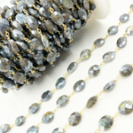 Load image into Gallery viewer, Coated Labradorite Oval Shape Gold Plated Wire Chain.