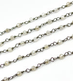 Load image into Gallery viewer, Coated Moonstone Oxidized 925 Sterling Silver Wire Chain.