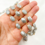 Load image into Gallery viewer, Milky Aquamarine Gold Plated Wire Chain