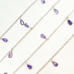 Load image into Gallery viewer, Purple Color Cubic Zirconia Pear Shape Dangle Chain