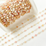 Load image into Gallery viewer, Pink Opal 925 Sterling Silver Wire Chain.