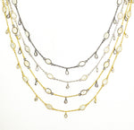 Load image into Gallery viewer, White Moonstone Bezel Set Oval & Pear Shape CZ Dangle Wire Chain.