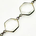 Load image into Gallery viewer, Crystal Hexagon Shape Bezel Oxidized Wire Chain.