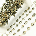 Load image into Gallery viewer, Pyrite Oval Shape Gold Plated Wire Chain