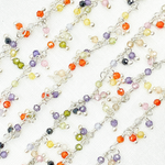 Load image into Gallery viewer, Multi Color C.Z. Cluster Dangle 925 Sterling Silver Wire Chain