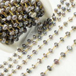 Load image into Gallery viewer, Coated Taupe Moonstone Gold Plated Wire Chain.