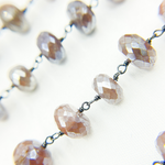 Load image into Gallery viewer, Coated Siloni Taupe Moonstone Oxidized Wire Chain.