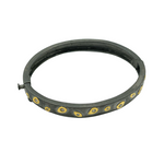 Load image into Gallery viewer, Black Rhodium Sterling Silver With Gold Pave Diamond Bangle