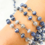 Load image into Gallery viewer, Coated Blue Quartz Oxidized Chain.