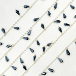 Load image into Gallery viewer, Coated Black Spinel Drop Dangle 925 Sterling Silver Wire Chain.