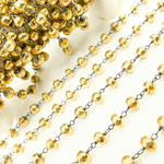 Load image into Gallery viewer, Golden Pyrite Faceted Rondel Oxidized Wire Chain.