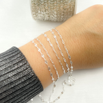 Load image into Gallery viewer, V170SS. Sterling Silver Diamond Cut Marina & Round Cable Link Chain