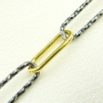 Load image into Gallery viewer, Oxidized, Gold Plated 925 Sterling Silver Paperclip Smooth & Diamond Cut Link Chain