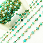 Load image into Gallery viewer, Amazonite Round Gold Plated Wire Chain