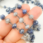 Load image into Gallery viewer, Coated Blue Quartz Oxidized Chain.