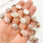 Load image into Gallery viewer, Coated Taupe Oval Moonstone Wire Chain.