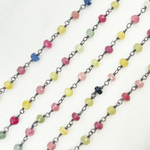 Load image into Gallery viewer, Multi Sapphire Faceted Oxidized Wire Chain.
