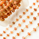 Load image into Gallery viewer, Peach Moonstone Gold Plated Wire Chain. MS59