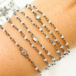Load image into Gallery viewer, Coated Moonstone & CZ Combination Oxidized Wire Chain