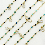 Load image into Gallery viewer, Chrysocolla & CZ Dangle Gold Plated Wire Chain.