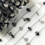 Load image into Gallery viewer, Black Spinel and Dangle Disc Oxidized Wire Chain.