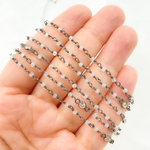 Load image into Gallery viewer, Coated Moonstone & CZ Combination Oxidized Wire Chain