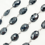 Load image into Gallery viewer, Black Spinel Oval Shape Oxidized Wire Chain