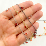 Load image into Gallery viewer, Red Color Cubic Zirconia Pear Shape Dangle Chain
