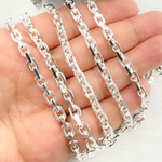 Load image into Gallery viewer, Z90SS. 925 Sterling Silver Rectangle Diamond Cut Heavy Cable