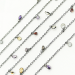 Load image into Gallery viewer, Multi Gemstone Dangle Oxidized Wire Chain.