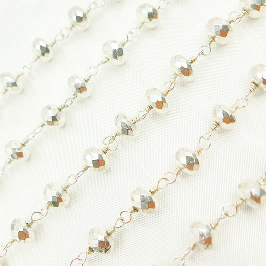 Silver Pyrite 925 Sterling Silver Wire Chain