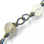 Load image into Gallery viewer, Labradorite + White Moon Stone Black Rhodium 925 Sterling Silver Wire Chain