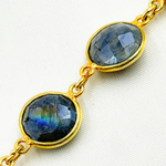 Load image into Gallery viewer, Coated Labradorite Round Shape Bezel Gold Plated Wire Chain.