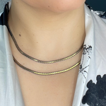 Load image into Gallery viewer, 0502213SB. Black Rhodium and White Sterling Silver Flat Wheat Necklace