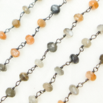 Load image into Gallery viewer, Multi Moonstone Oxidized Wire Chain