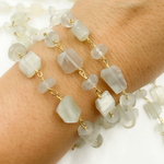 Load image into Gallery viewer, Siloni MIx Shapes Moonstone Gold Plated Wire Chain. MS49