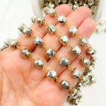Load image into Gallery viewer, Steel Pyrite Cube Shape Gold Plated Wire Chain
