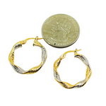Load image into Gallery viewer, 14K Solid Gold Twist Round Classic Earrings Circle Shape Hoop.