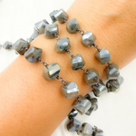 Load image into Gallery viewer, Coated Labradorite Nugget Shape Oxidized Wire Chain